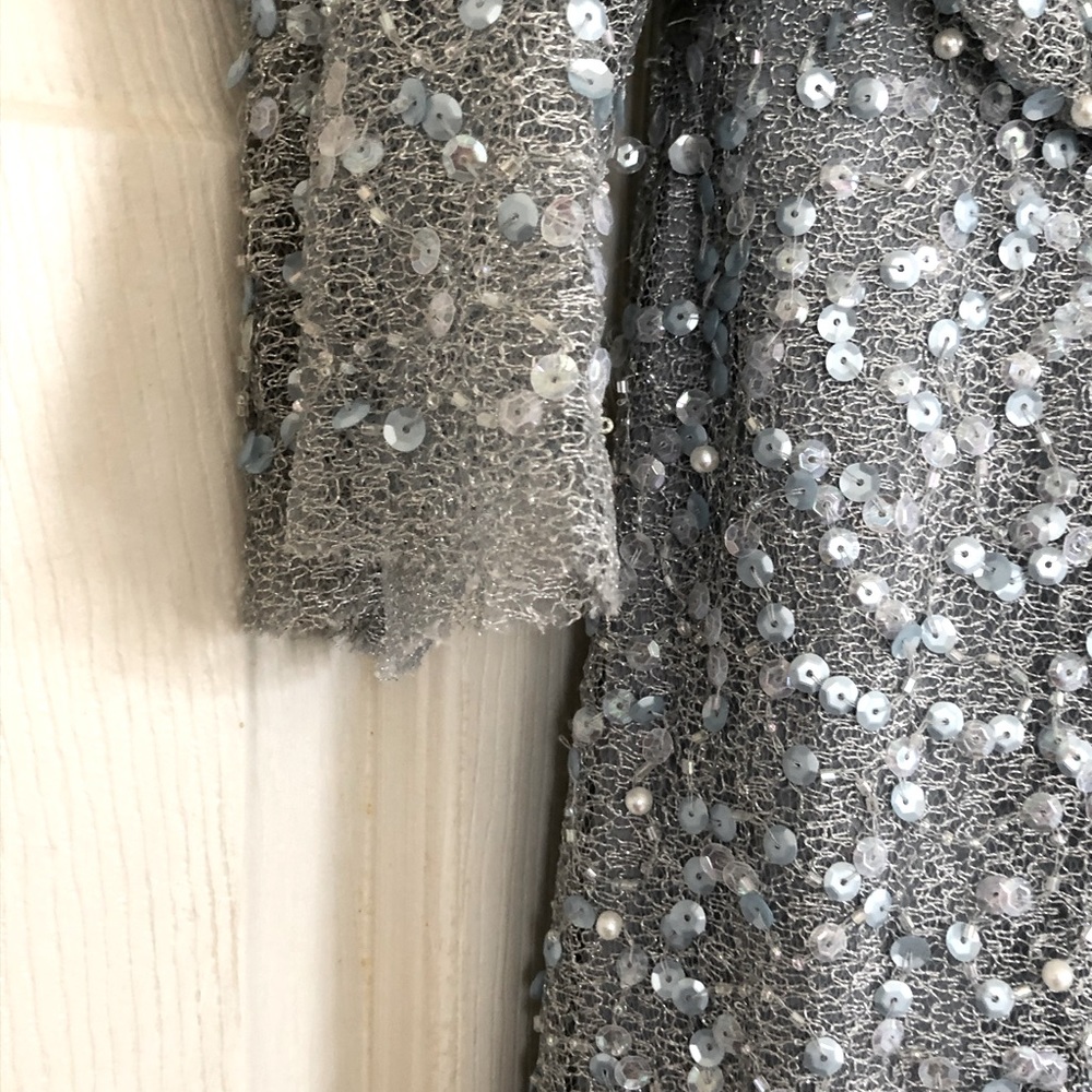 Grey sequined long dress . Excellent condition. Worn once to daughter’s wedding